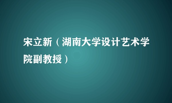 宋立新（湖南大学设计艺术学院副教授）