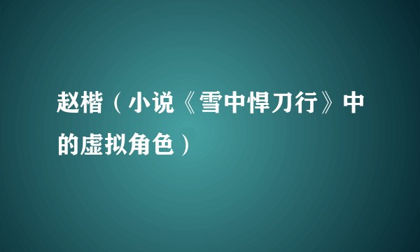 赵楷（小说《雪中悍刀行》中的虚拟角色）