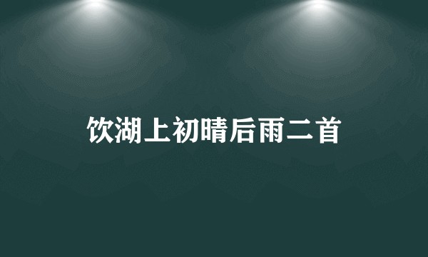 饮湖上初晴后雨二首