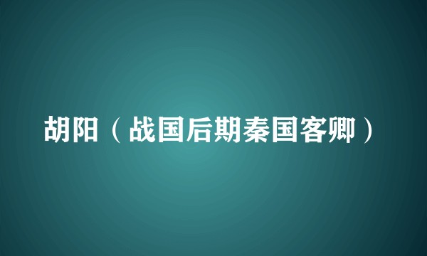 胡阳（战国后期秦国客卿）