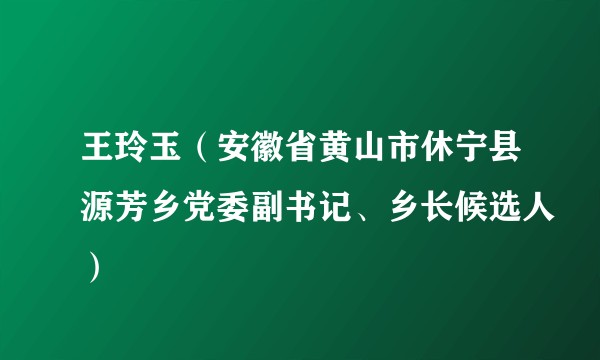 王玲玉（安徽省黄山市休宁县源芳乡党委副书记、乡长候选人）