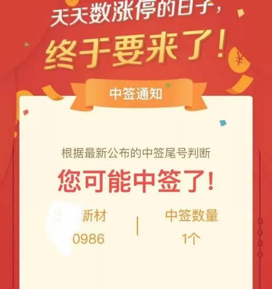 新股中签