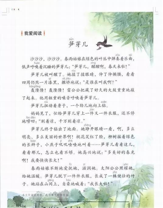 笋芽儿(倪树根所作童话,人教版小学语文课文)