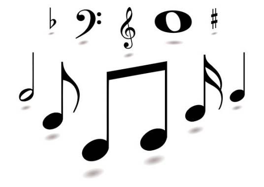 音乐符号（乐谱里表达声音的不同特性的常用符号）
