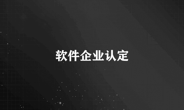 软件企业认定