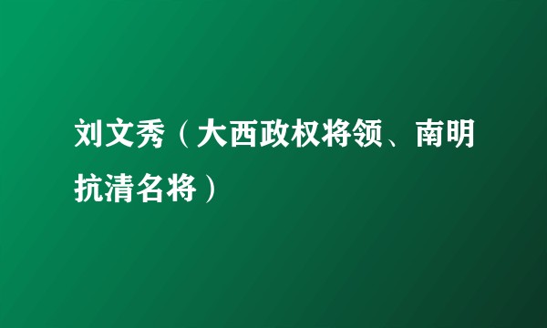 刘文秀(大西政权将领、南明抗清名将)