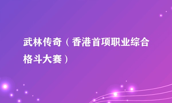 武林传奇（香港首项职业综合格斗大赛）