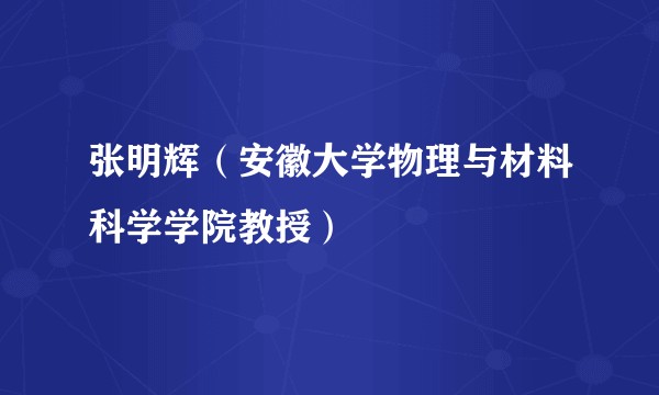张明辉（安徽大学物理与材料科学学院教授）
