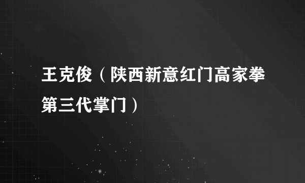 王克俊(陕西新意红门高家拳第三代掌门)