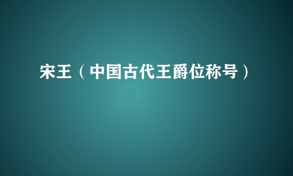 宋王(中国古代王爵位称号)