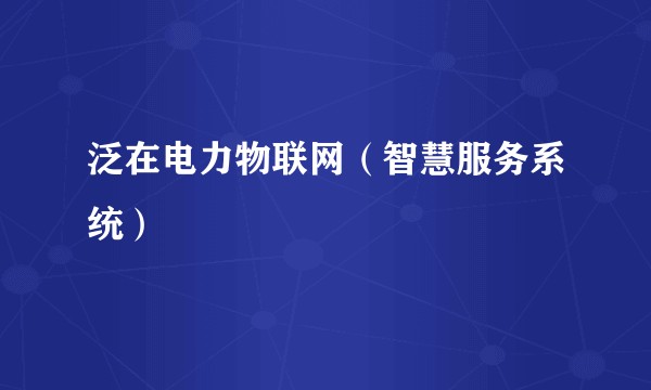 泛在电力物联网（智慧服务系统）