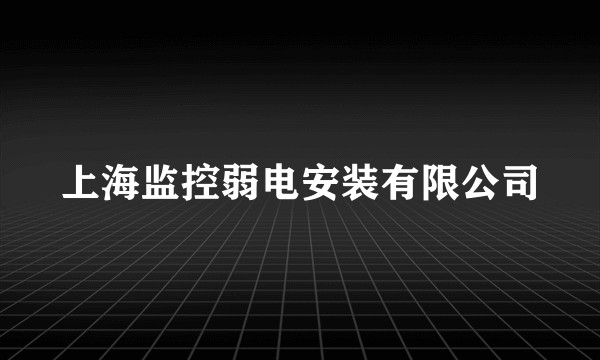 上海监控弱电安装有限公司