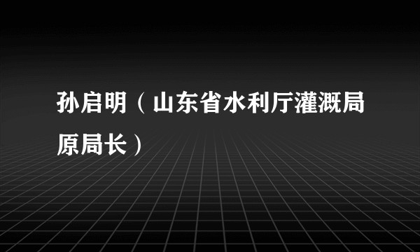 孙启明（山东省水利厅灌溉局原局长）