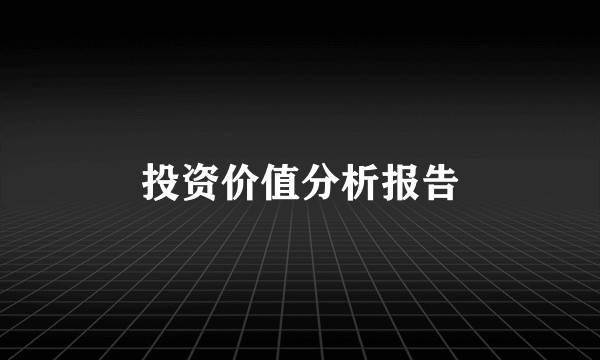 投资价值分析报告