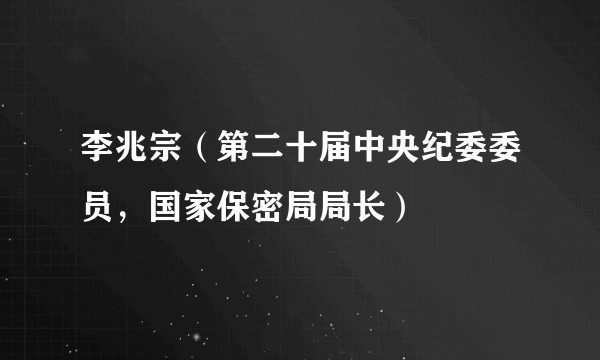 李兆宗（第二十届中央纪委委员，国家保密局局长）