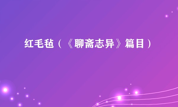 红毛毡（《聊斋志异》篇目）