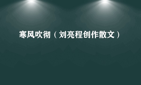 寒风吹彻（刘亮程创作散文）