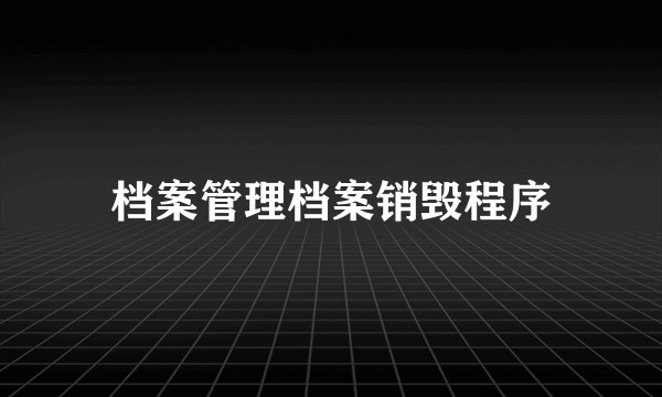 档案管理档案销毁程序
