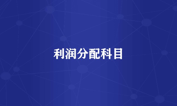 利润分配科目