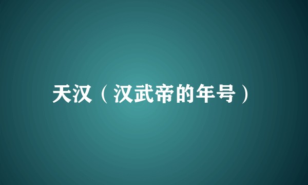 天汉（汉武帝的年号）