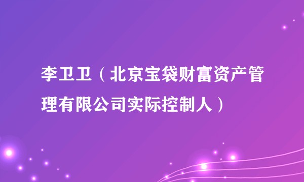李卫卫（北京宝袋财富资产管理有限公司实际控制人）