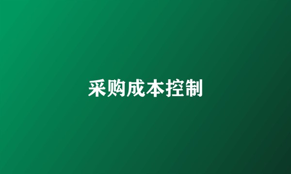 采购成本控制