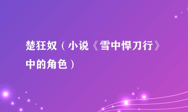 楚狂奴(小说《雪中悍刀行》中的角色)
