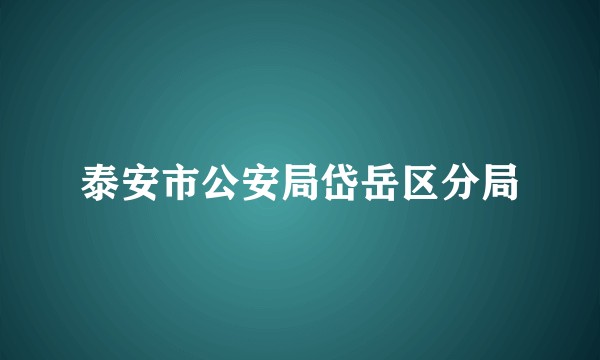泰安市公安局岱岳区分局