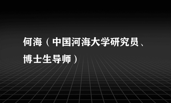 何海（中国河海大学研究员、博士生导师）