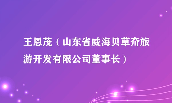 王恩茂（山东省威海贝草夼旅游开发有限公司董事长）