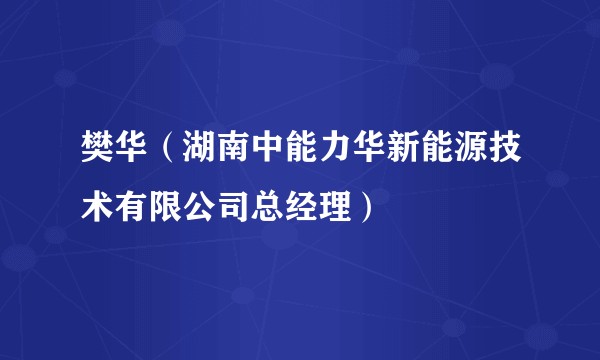 樊华（湖南中能力华新能源技术有限公司总经理）