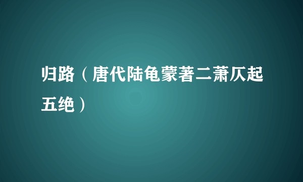 归路（唐代陆龟蒙著二萧仄起五绝）