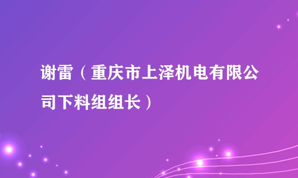 谢雷（重庆市上泽机电有限公司下料组组长）