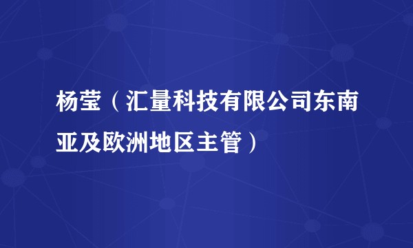 杨莹(汇量科技有限公司东南亚及欧洲地区主管)