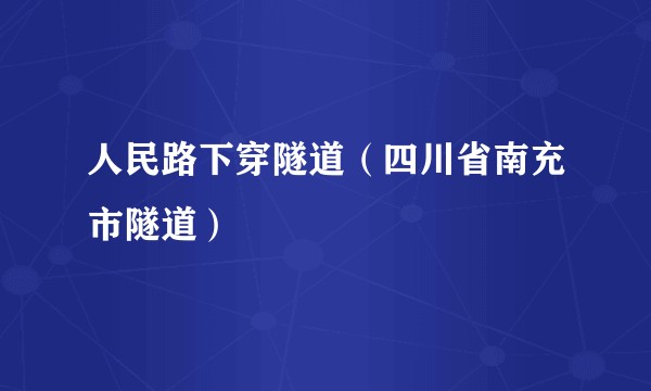 人民路下穿隧道（四川省南充市隧道）