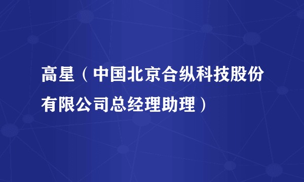 高星（中国北京合纵科技股份有限公司总经理助理）