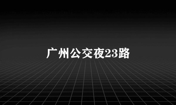 广州公交夜23路