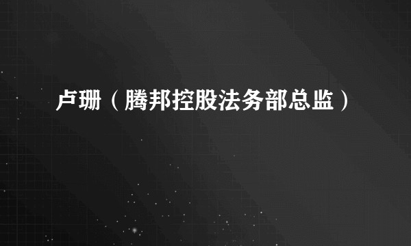 卢珊（腾邦控股法务部总监）