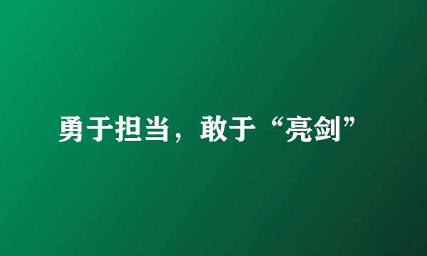 勇于担当，敢于“亮剑”