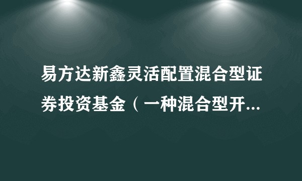 易方达新鑫灵活配置混合型证券投资基金（一种混合型开放式证券投资基金）