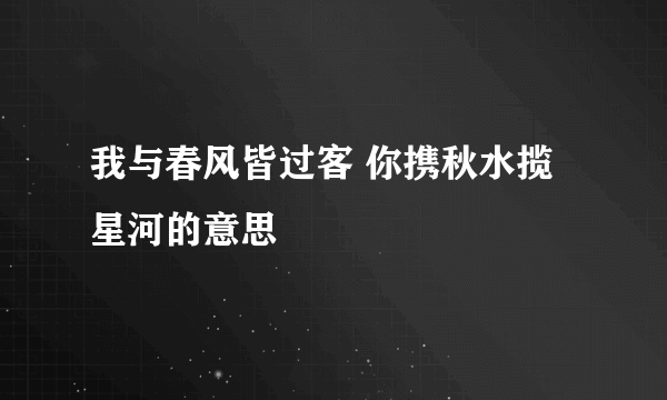 我与春风皆过客 你携秋水揽星河的意思