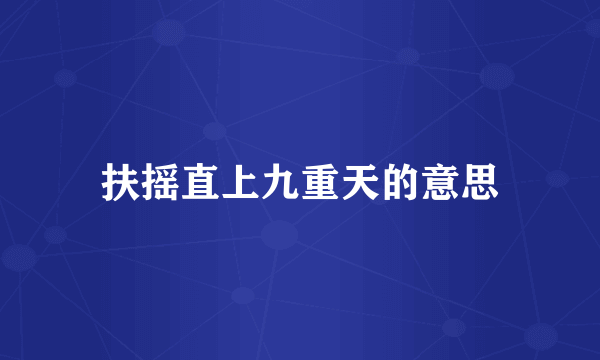 扶摇直上九重天的意思