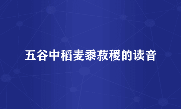 五谷中稻麦黍菽稷的读音