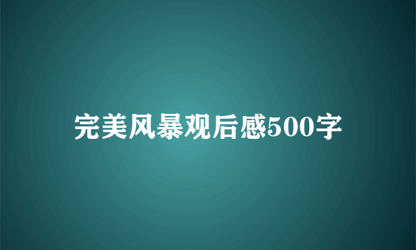 完美风暴观后感500字