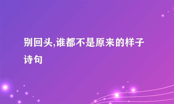 别回头,谁都不是原来的样子诗句