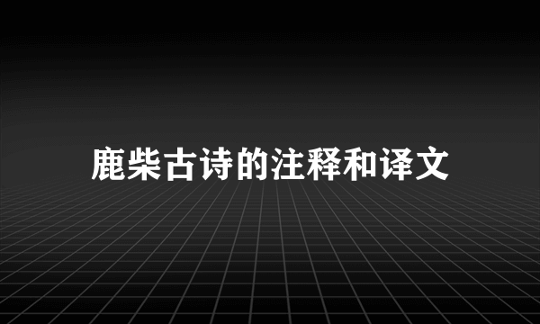 鹿柴古诗的注释和译文