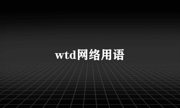 wtd网络用语