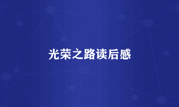 光荣之路读后感
