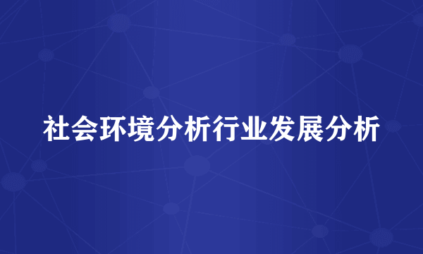 社会环境分析行业发展分析