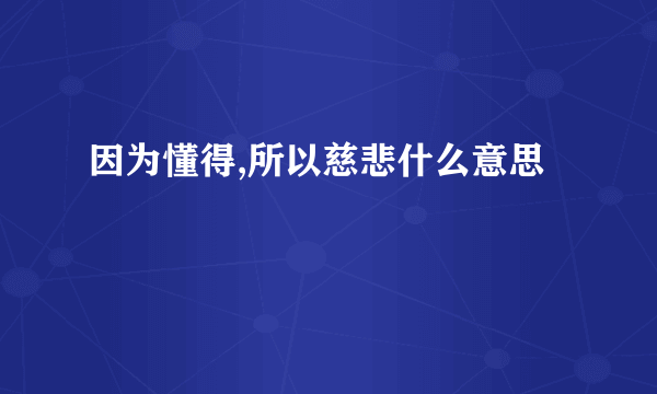 因为懂得,所以慈悲什么意思